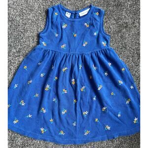 Vintage Christie Brooks Blue embroidered floral sleeveless girls summer dress.